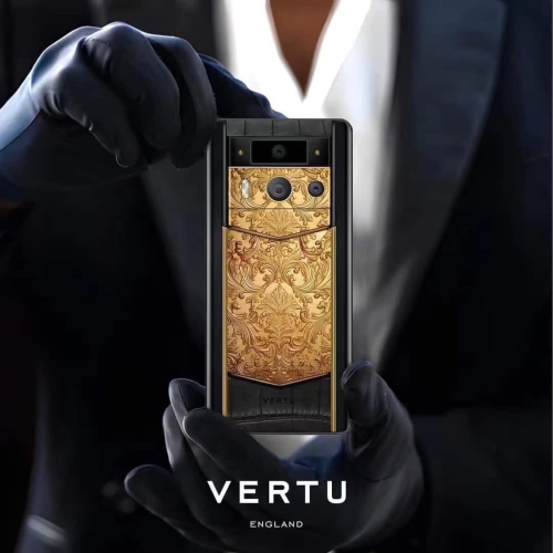 METAVERTU 2 Generation Custom Golden Carved Floral Decoration with Alligator Black